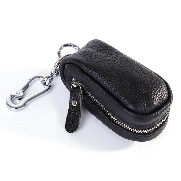 Large capacity leather key bag men's zipper men's car key bag leather multi-function waist padlock key bag fashion