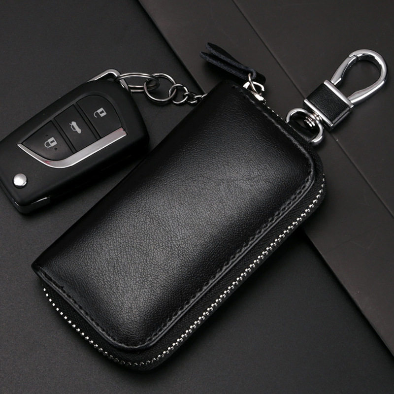 Men's super-large capacity key bag true cow leather woman car pull chain new European and American style head layer genuine leather card bag