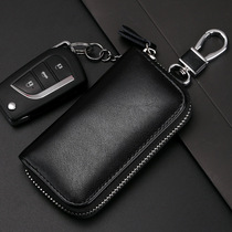 Mens super-large capacity key bag true cow leather woman car zipper new European and American style head layer genuine leather card bag