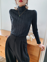  PIAOIN high-end custom six-color wool pit strip pile collar Basulan wool bottoming shirt slim and thin