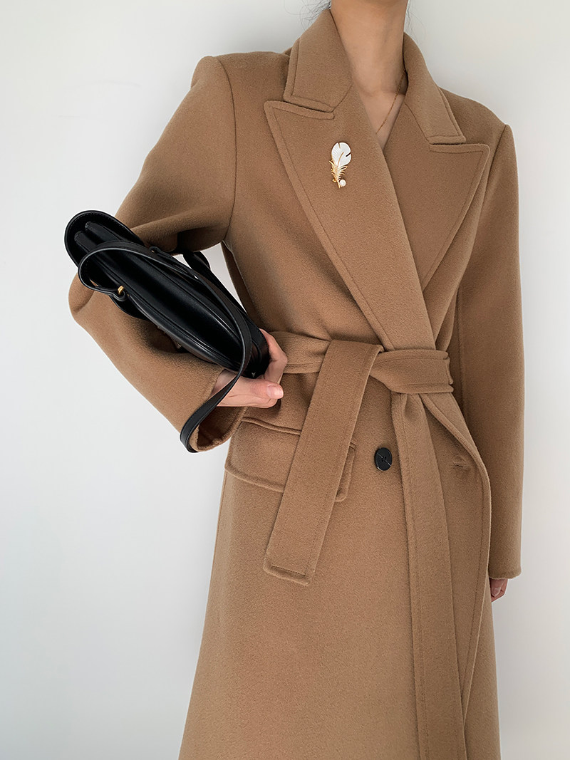 Limited 569 middle-length T family calf goods suit double-sided cashmere coat woolen coat small Korean version 21 new