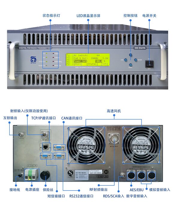 2KW FM radio transmitter professional broadcasting high power FM transmitter 2000 watts emergency broadcasting
