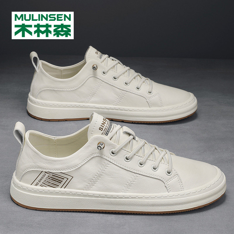 Wood Linson Small White Shoes Men's Summer Breathable One Foot Pedal Men's Wear Plate Shoes Casual 100 Hitch European Station Men's Shoe Tide