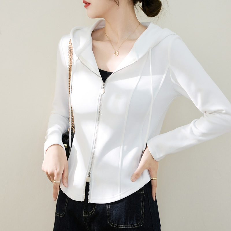 2026 New Autumn Jacket for Women, Spring and Autumn Short Sweatshirt Cardigan, Thin Sports Jacket for Petite Women, Hooded Zip-Up Top