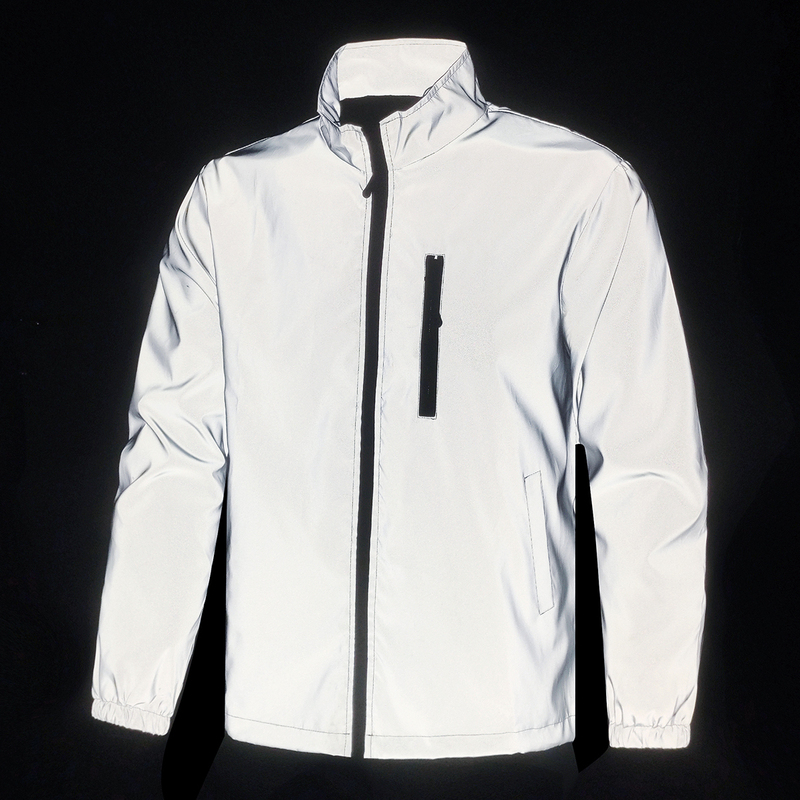 Spring and Autumn Men's Stand-Up Collar Reflective Jacket Outdoor Zipper Jacket Windproof Jacket Night Running Cycling Luminous Clothing