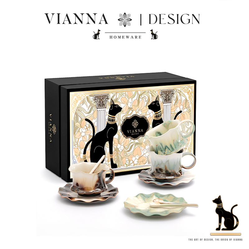 Vianna丨Yulr Handmade Kiln-Transformed Niche Ceramic Coffee Cup Set with Design Sense, Latte Cup Gift Vianna丨Yulr Handmade Kiln-Transformed Niche Ceramic Coffee Cup Set with Design Sense, Latte Cup Gift