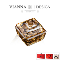 VIANNA丨Dazzling diamond·Lau high-end crystal glass ashtray living room cigar jar anti-ash flying boy gift