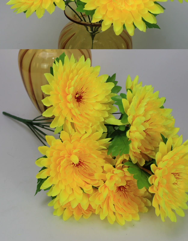 Hoa giả hoa tràm Mô phỏng hoa lụa nhựa cao cấp 9 hoa cúc lớn King Simulation Chrysming Chrysanthemum - Hoa nhân tạo / Cây / Trái cây