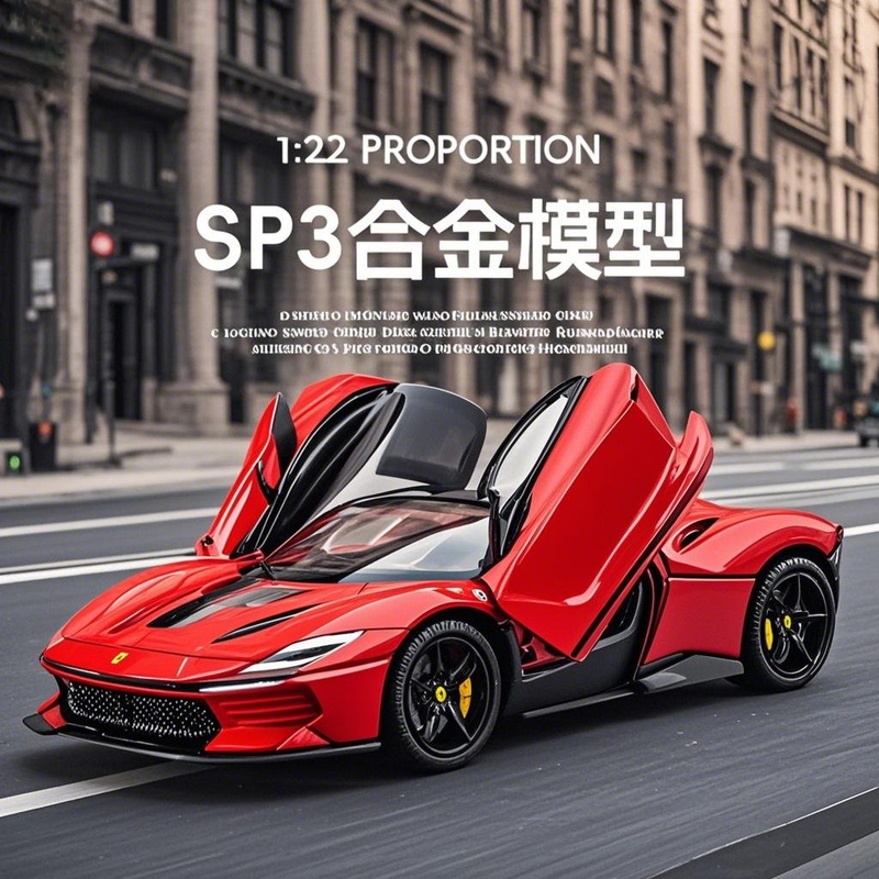 1:22 Alloy Ferrari Sp3 Convertible Supercar Model Boy's Sound and Light Toy Car Racing Gift 1:22 Alloy Ferrari Sp3 Convertible Supercar Model Boy's Sound and Light Toy Car Racing Gift