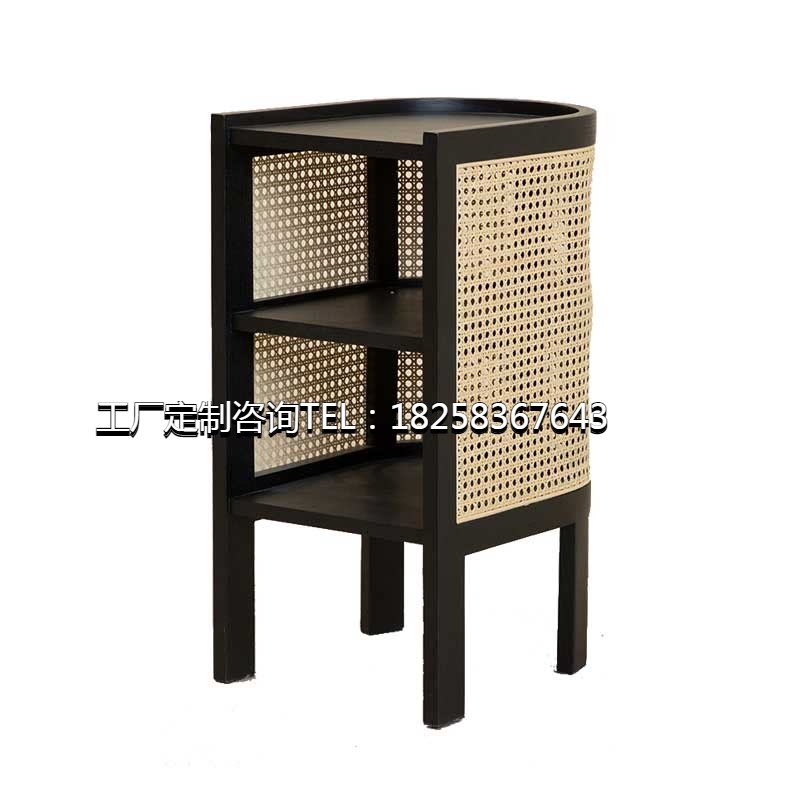 ins bedside table narrow Nordic solid wood rattan bedroom small size side cabinet simple homestay storage cabinet Japanese storage