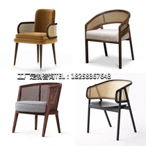 Nordic rattan woven dining chair new Chinese hotel sales office negotiate table and chair combination designer solid wood leisure backrest