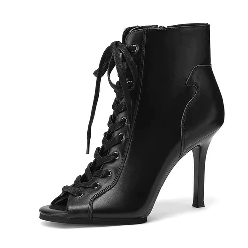 Танцующие туфли, сандалии, нескользящие короткие сапоги на высоком каблуке, высокая обувь, из натуральной кожи