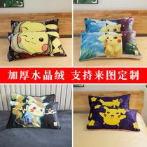 Custom Winter Plus Velvet Leather Kachu Pillowcase Cartoon Children Cartoon Pillow Headgear Bika Pillow Cover Cute Students