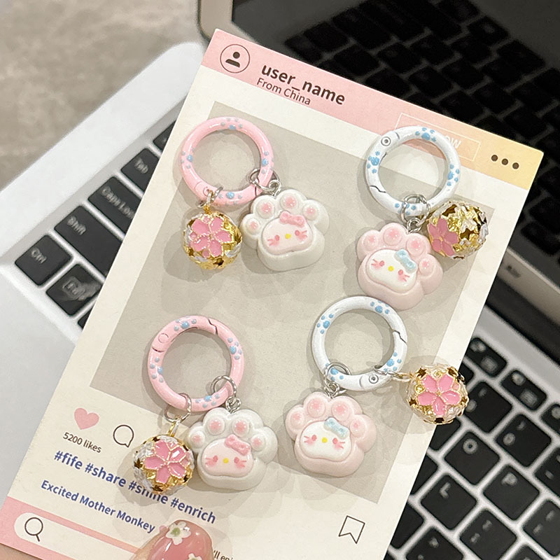 Cute Bell Cat Paw Kt Cat Keychain Cartoon Bag Pendant Accessory Girl Backpack Decoration Best Friend Gift
