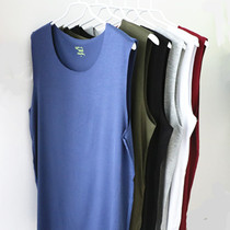 Sleeveless summer style male round collar No-edge elastic wide shoulder slapped bottom sleeveless undershirt thin vest