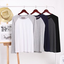 Modale mens mens long-sleeved T-shirt loose home in a single piece plus hypertrophy-code blouses rounded collar mens hooded jersey