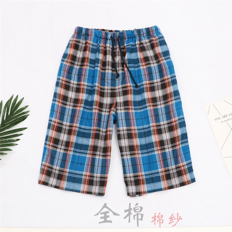Foreign Trade Pure Cotton Men Gauze Shorts 50% Pants Sleeping Pants Casual Plus Mast Size Easy Summer Beach Pants 50% Pants