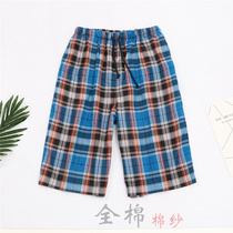 Foreign Trade Pure Cotton Men Gauze Shorts 50% Pants Sleeping Pants Casual Plus Mast Code Easy Summer Beach Pants Mid Pants