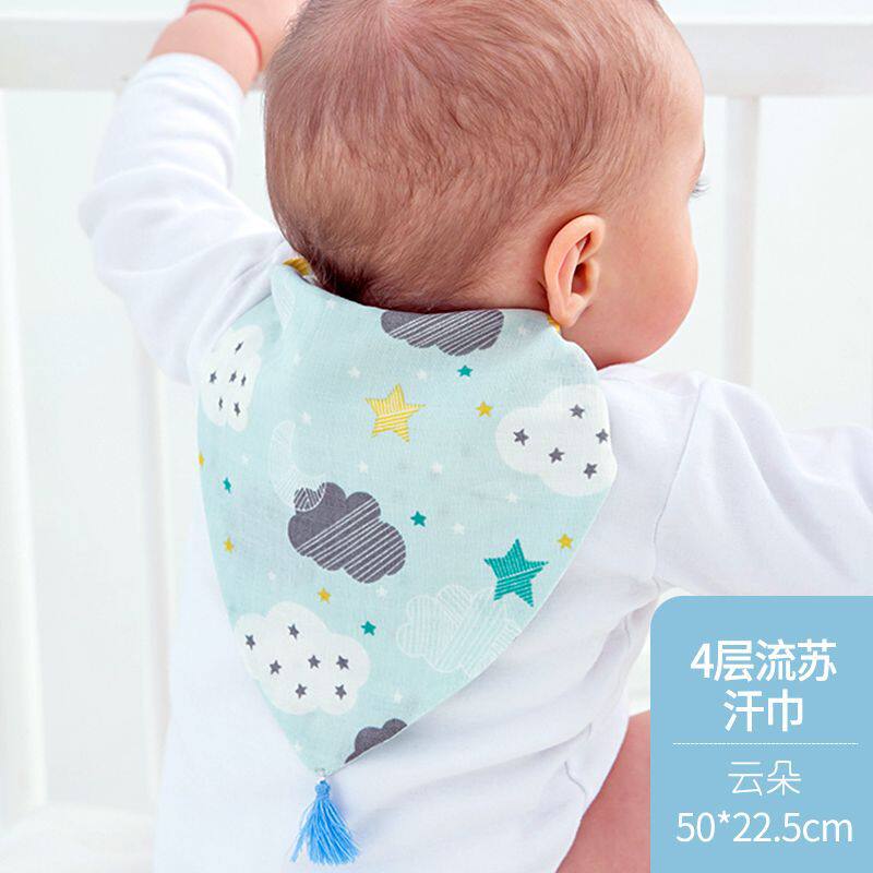Small frescoed Korean version Baby pure cotton cotton cloth Sweat Scarves newborn Sweat Scarves baby padded back towels