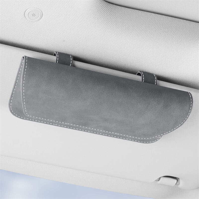 Suede Leather Car Glasses Case, Creative Car Sun Visor Glasses Clip, Glasses Storage Box Bag, Car Sunglasses Holder