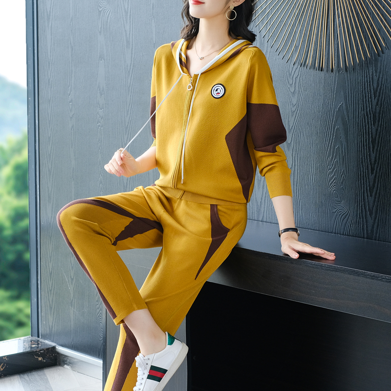 Sportswear suit female spring new casual fashion Western style age-reducing middle-aged and elderly mother two-piece early autumn sweater