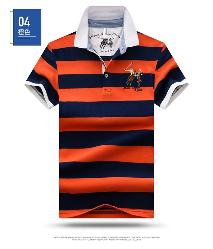 Mùa hè 2018 POLO áo sơ mi nam tay ngắn mới áo thun trung niên cotton sọc nửa tay lỏng lẻo áo phông nam có cổ