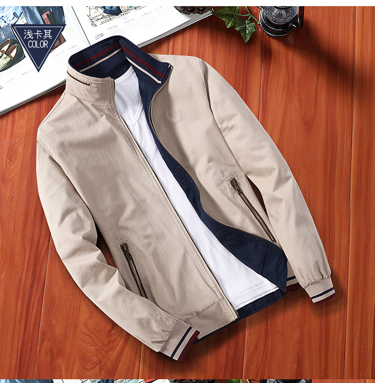 Áo khoác cotton nam trung niên hai mặt cha trung niên tải phần mỏng mùa xuân và áo khoác mùa thu cha áo khoác cỡ lớn áo kiểu trung niên hàn quốc