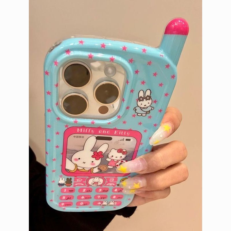 【Glossy Version】Miffy Rabbit, Hello Kitty, Chibi Maruko-Chan Big Brother Style Phone Case for Apple 16 Pro Max iPhone 15 Plus Cute 14 Pro/13/12/11 Protective Cover