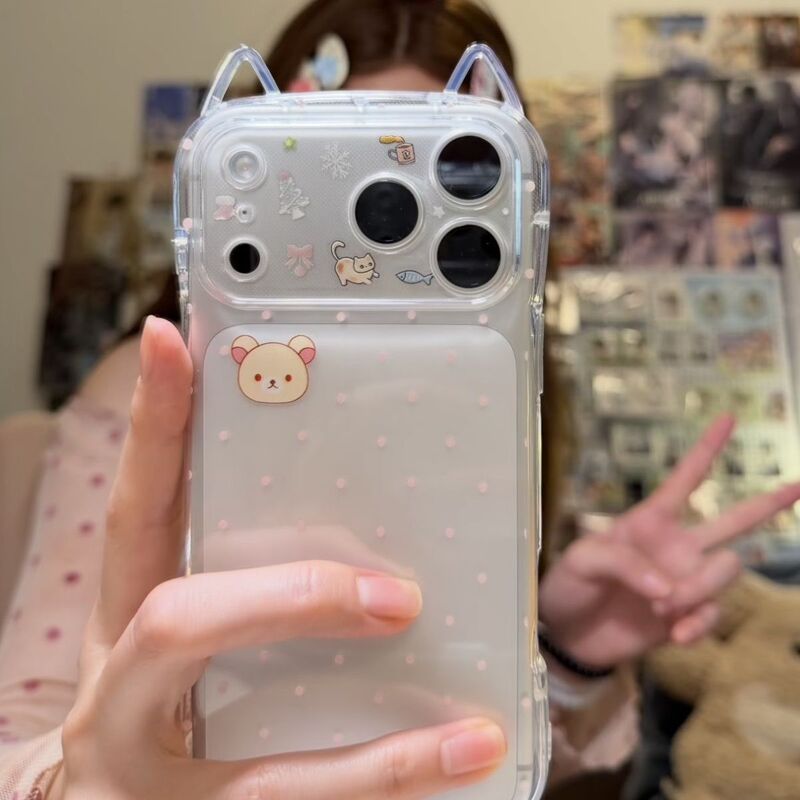 Cat Ear Small Waist Phone Case Suitable for Apple 17Pro, Iphone16Promax, Cartoon Precision Hole 15Plus, Cute 14/13/12 Transparent Girly 11 Protective Case 7Pxrxsmax Cat Ear Small Waist Phone Case Suitable for Apple 17Pro, Iphone16Promax, Cartoon Precision Hole 15Plus, Cute 14/13/12 Transparent Girly 11 Protective Case 7Pxrxsmax