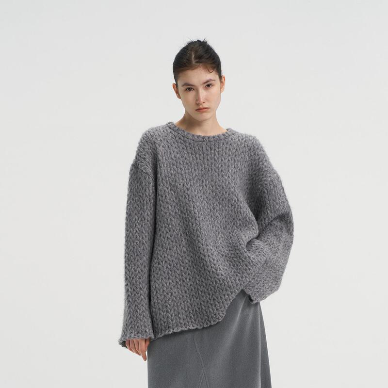 Jinniz Twist Knit Sweater for Women, Autumn and Winter, Loose Round Neck Pullover, Lazy Style, Long-Sleeved Knitted Top Jinniz Twist Knit Sweater for Women, Autumn and Winter, Loose Round Neck Pullover, Lazy Style, Long-Sleeved Knitted Top