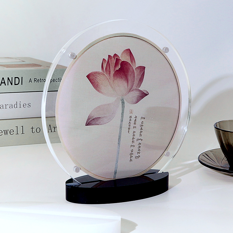 Photo Frame, Transparent Acrylic, Magnetic, Double-Sided, for Displaying Paper-Cutting and Embroidery, Round-Shaped Ornament, Photo Printing, Interchangeable Display Stand Photo Frame, Transparent Acrylic, Magnetic, Double-Sided, for Displaying Paper-Cutting and Embroidery, Round-Shaped Ornament, Photo Printing, Interchangeable Display Stand