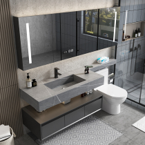 Light luxury rock board one-piece bathroom cabinet combination Smart mirror bathroom sink Solid wood face wash basin cabinet customization
