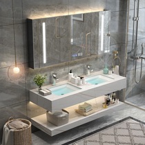 Custom Nordic rock board bathroom cabinet combination Modern simple bathroom sink large stone hand wash basin cabinet