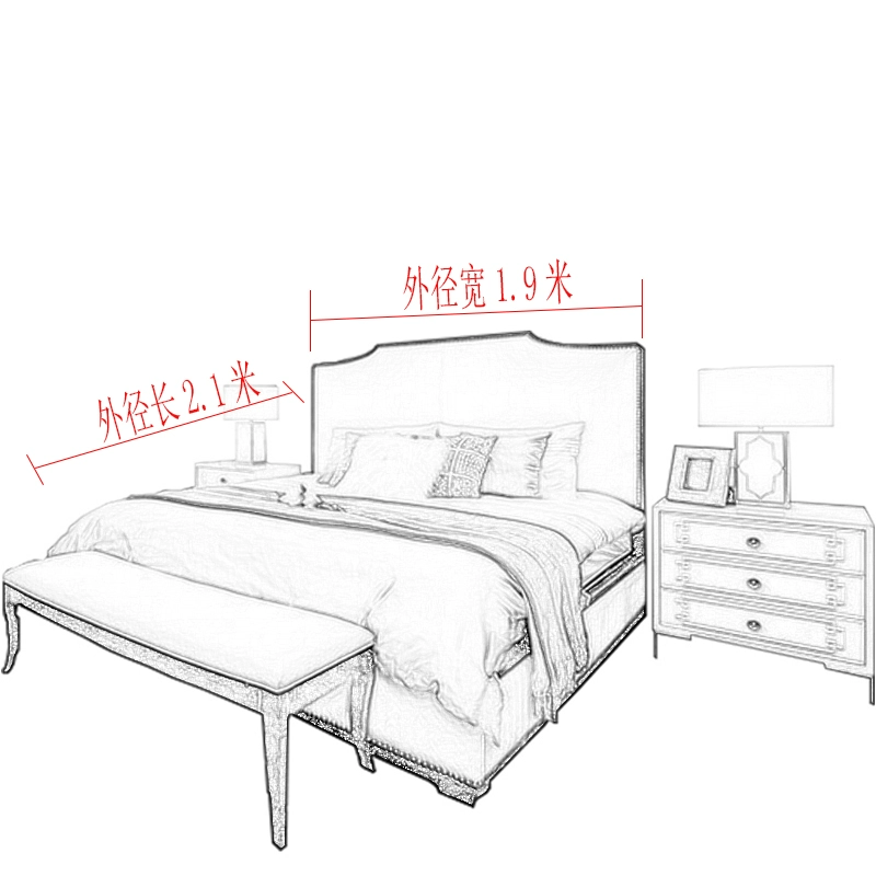 Phòng ngủ bằng gỗ đặc mới của Trung Quốc giường đôi kiểu biệt thự hiện đại phòng 1,8m giường khách sạn câu lạc bộ nội thất - Giường