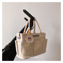 Ins three-dimensional padded canvas portable mommy bag large capacity Japanese vegie Shopping Bag tote bag can be cross-body
