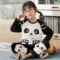 Childrens pajamas girls spring and autumn pure cotton long-sleeved thin section middle and big children 13-year-old girl princess summer suit home service