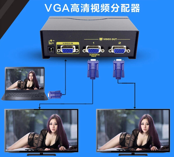 CKL 1 minute 2 VGA dispenser 1 in 2 out vga 10% 2 high picture quality TV computer film split screen