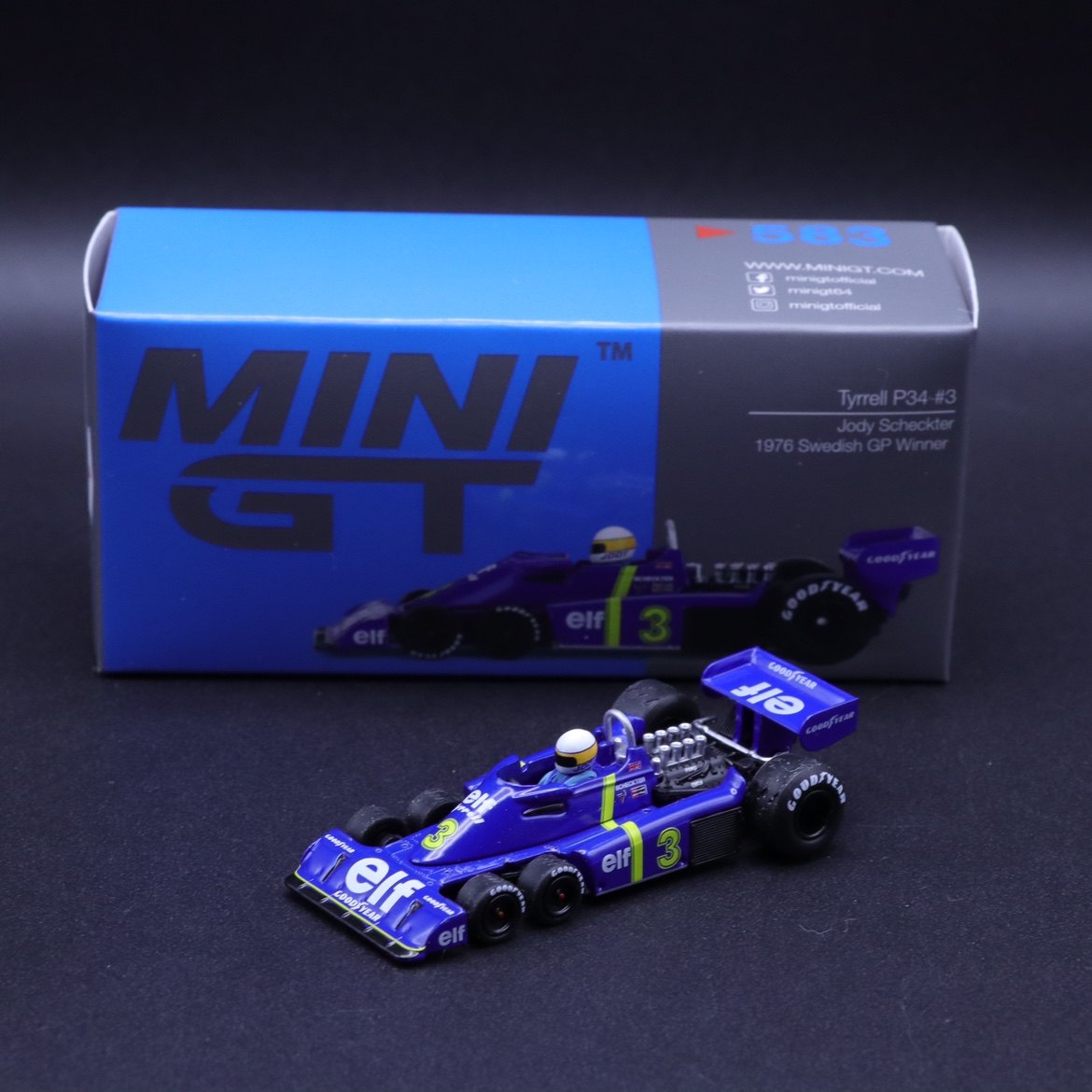 1:64 #584 Tyrrell P34 F1 Six-Wheeler Blue Alloy Model Car Diecast