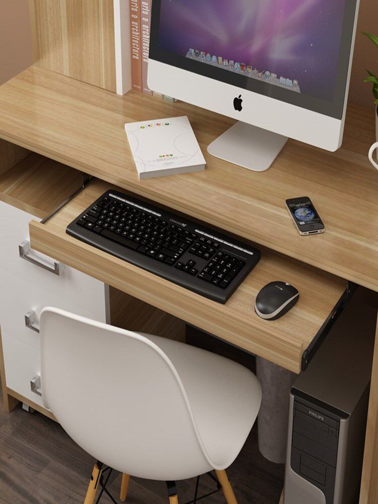 Keyboard bay table bottom concealed plus high notebook pull-out drawer Shelf muted two-track containing shelf custom-made-Taobao