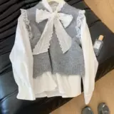 Ретро кружевной трикотажный демисезонный жилет без рукавов, майка топ, свитер, свободный крой, в западном стиле, изысканный стиль