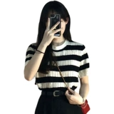 Трикотажный свитер, сексуальная короткая футболка с коротким рукавом, по фигуре