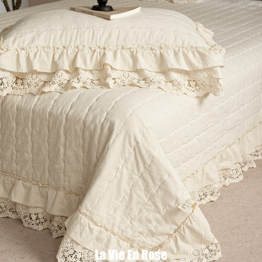 French linen and linen wide-brimmed French bed cover three-piece set can be matched with quilt cover, summer quilt, tatami and large kang cover