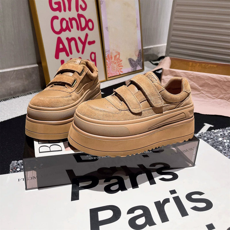 Hong Kong Genuine Leather Velcro Thick-Soled Platform Loafers for Women 2026 Spring and Autumn New Style Petite Kapibara Sneakers Hong Kong Genuine Leather Velcro Thick-Soled Platform Loafers for Women 2026 Spring and Autumn New Style Petite Kapibara Sneakers