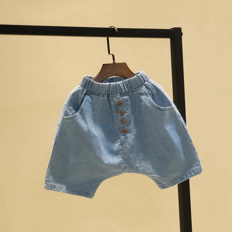 Mùa hè 2019 bé trai mới quần short phần trẻ em denim bảy điểm quần bé bé mùa hè mặc rộng - Quần jean