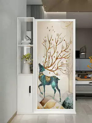 Modern simple small apartment foyer screen cabinet Living room entrance partition shelf Nordic light with seat screen