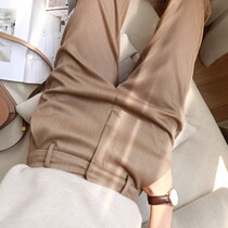 2020 autumn and winter New High waist loose slim casual suit pants womens simple straight tube pants carrot pants