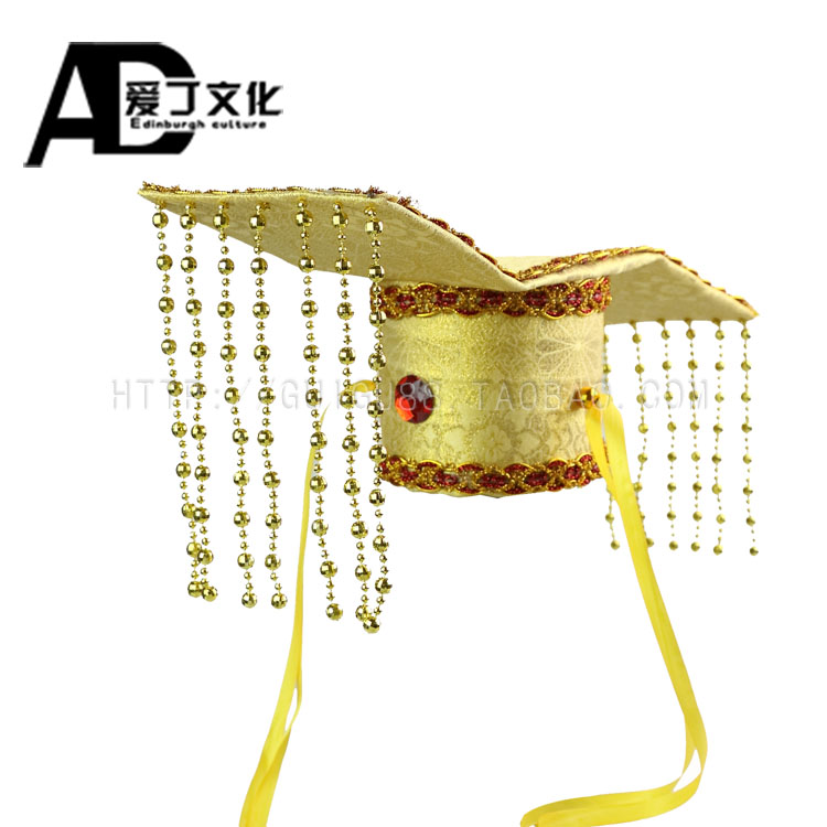 Adult Children Ancient Dress Han Dynasty Emperor Hat Man Hat Men's Big Han Tianzi Bead Curtain Head Decorated With Flat Top Crown Hat