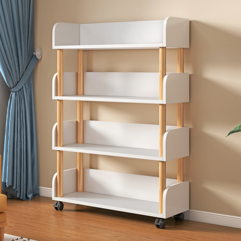 Simple desk side table edge net red removable small bookshelf with wheel shelving with multilayer book containing shelf-Taobao