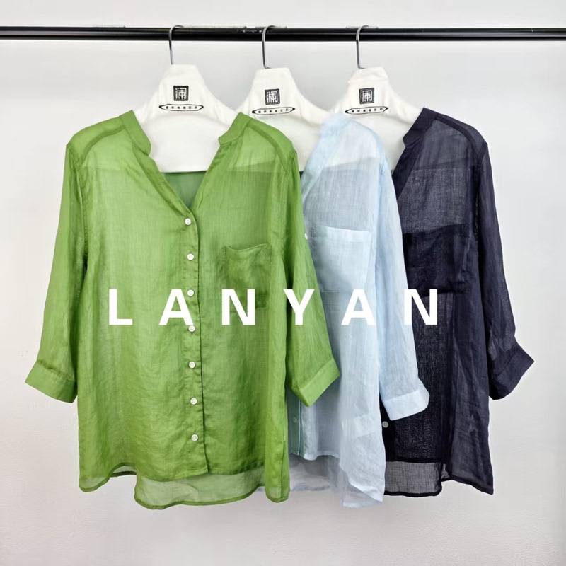 【Plum Selection】 Lightweight Air-Conditioned Linen Shirt Jzd08042011 【Plum Selection】 Lightweight Air-Conditioned Linen Shirt Jzd08042011