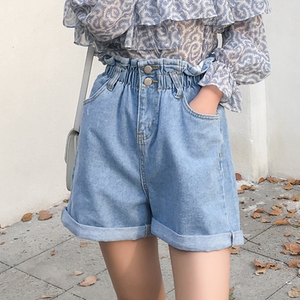 网红牛仔裤女花苞裤牛仔短裤A字阔腿裤